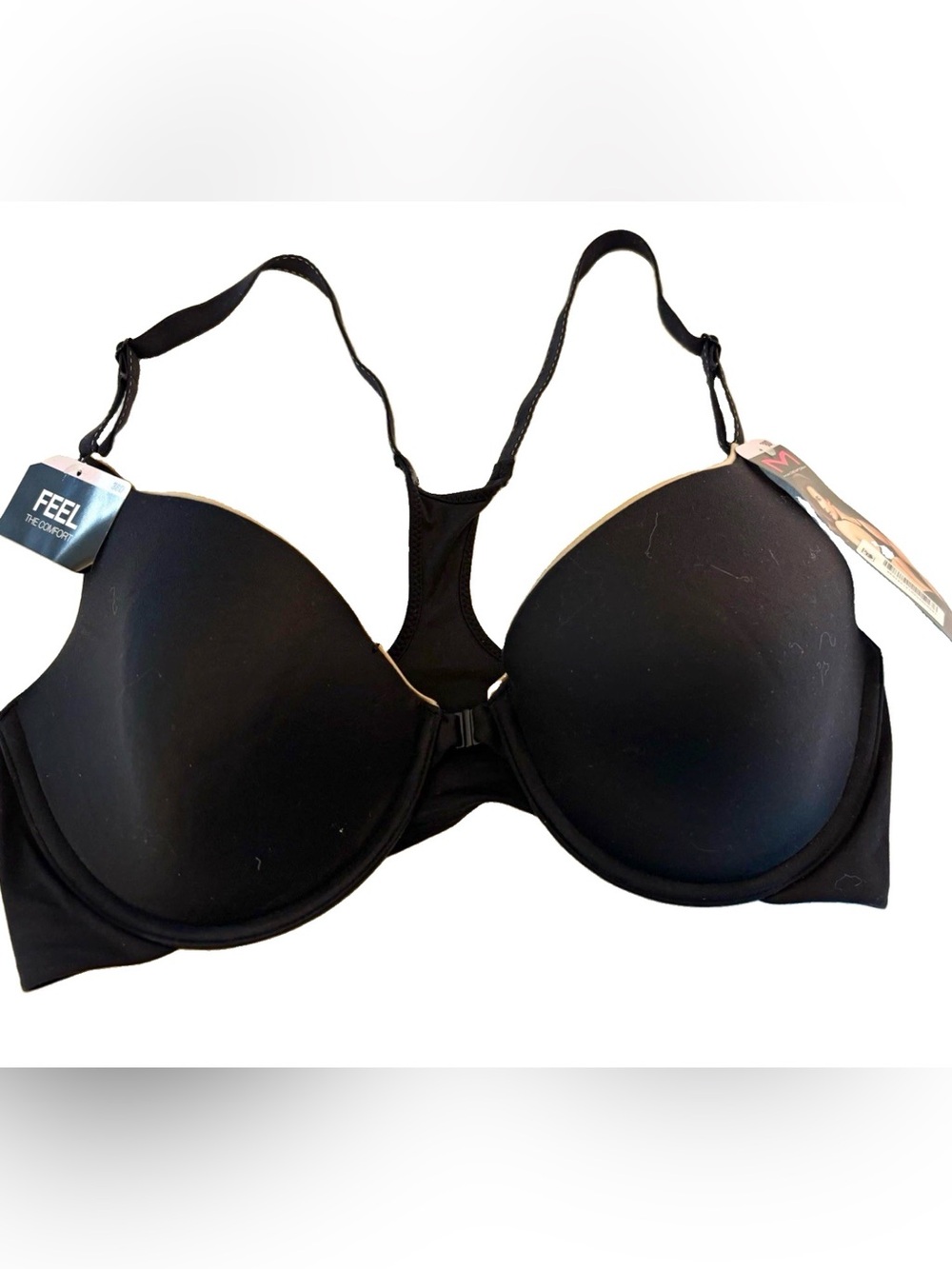 Maidenform One Fab Fit Extra Coverage T-Back Front Close Bra Black 38D NWT